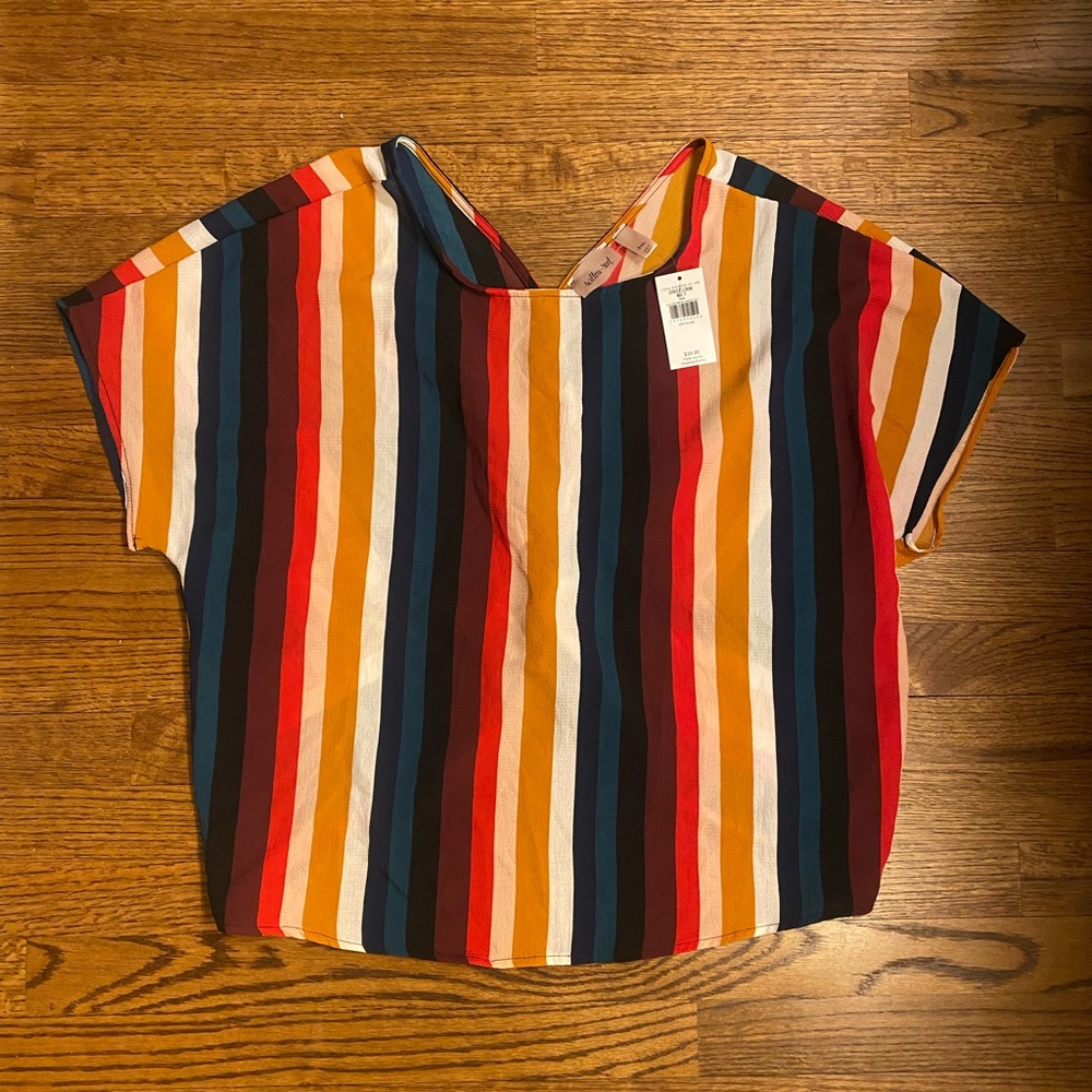 Buckle Multicolor Striped Blouse
